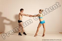 Underwear Woman - Man White Slim Short Brown Dancing Dynamic poses Academic